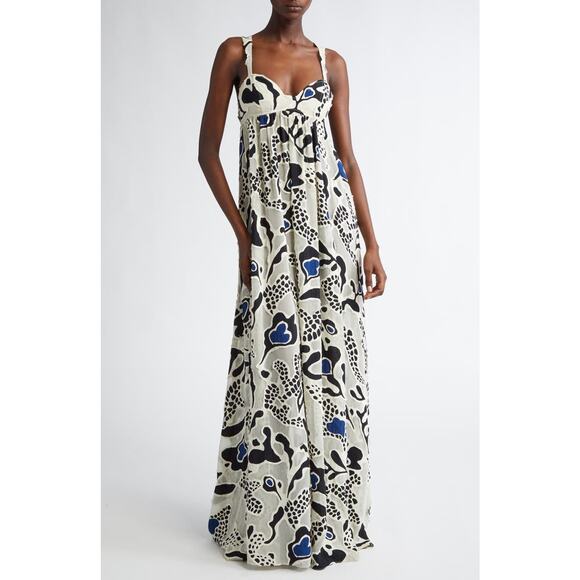 Ulla Johnson Leilani Appliqué Sleeveless Maxi Dress in Porcelain 0 - Picture 1 of 6